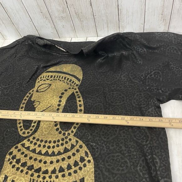 Rima One Size African Black & Gold 2 Piece Blouse & Skirt Set - Drawstring Waist - Picture 13 of 14